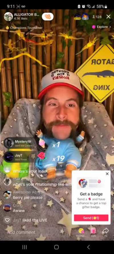 Man pretends to be a baby on tik tok live