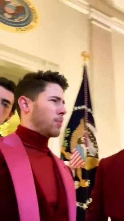 The Jonas Brothers having "fun" with the president.