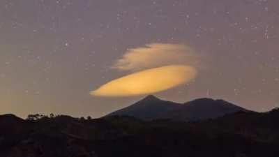 ? A stationary lenticular cloud, rotates in position.?