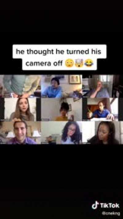 Guy on Zoom forgets his camera’s off while wanking ?