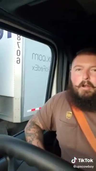 UPS driver working as fast as he can.