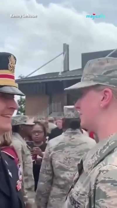Sister doesn't know her brother came all the way from Romania to "tap her out" at her air force graduation ceremony