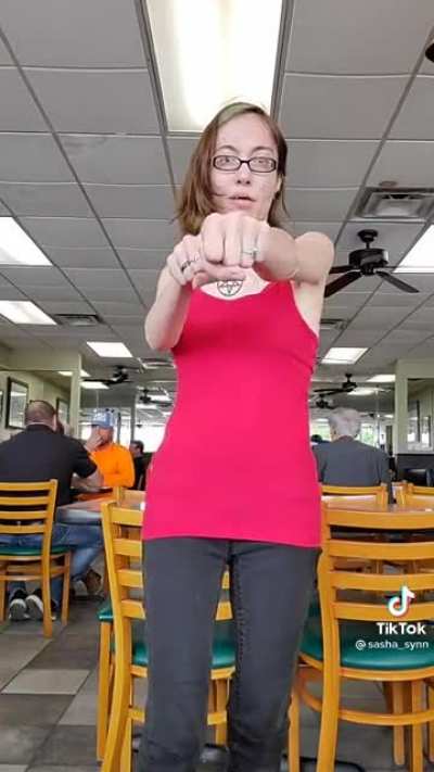 Just what I want while I eat. Some meth'd out junkie dancing