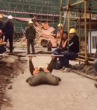 Construction worker's smooth dance