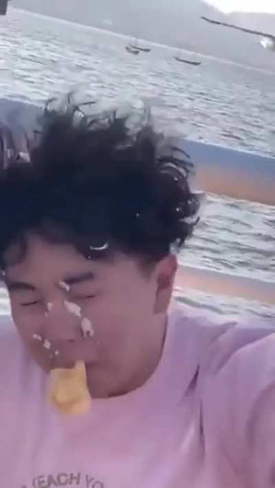 Trying to feed the seagulls