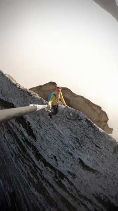 This person climbed up this mountain in Switzerland and got this incredible shot.