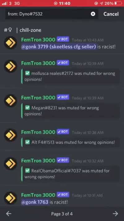 muting everyone that disagrees with you. yikes