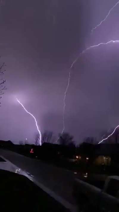 ? One of the most insane strike of lightning caught on camera (slow motion) in Kansas.