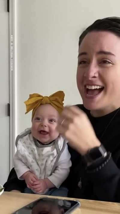 She couldn't handle her baby laugh for the first time