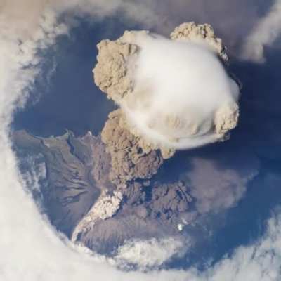 ? A volcano eruption from the International Space Station