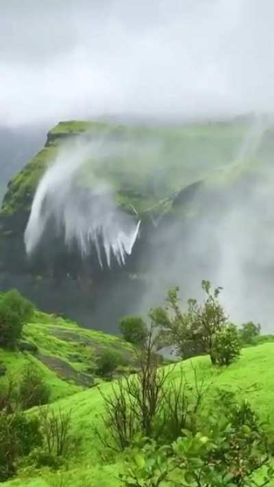 ? Strong Winds Blow Waterfall Upwards