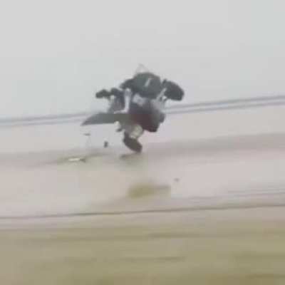 Drifting on some wet sand and getting flung like a rag doll