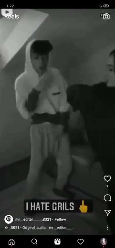 Came across this on Instagram, the OP is not in the video but the "I hate girls" is done by him