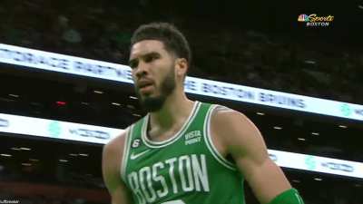 [Highlight] Jayson Tatum grabs the rebound and goes coast to coast to boom his old teammate Aaron Nesmith