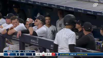 [Highlight] Isiah Kiner-Falefa was called safe on a steal at 2B but didnt know that so he started jogging back to the dugout and got tagged out.