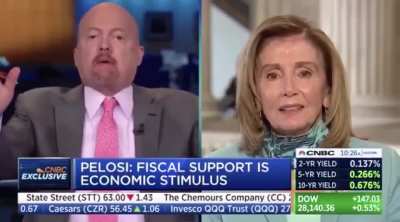 Jim Cramer accidentally called Nancy Pelosi "Crazy Nancy" to her face on live tv, then tried to save his life by blaming Trump for saying it
