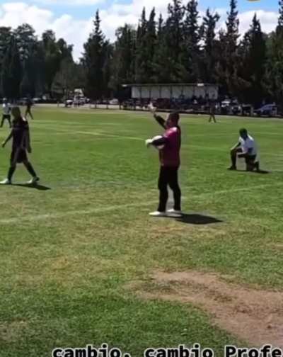 To clear the ball up field as a goalkeeper.
