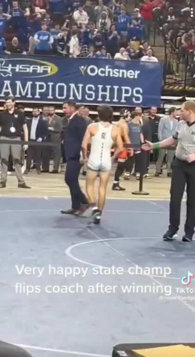 Celebrating with the coach. Go ?