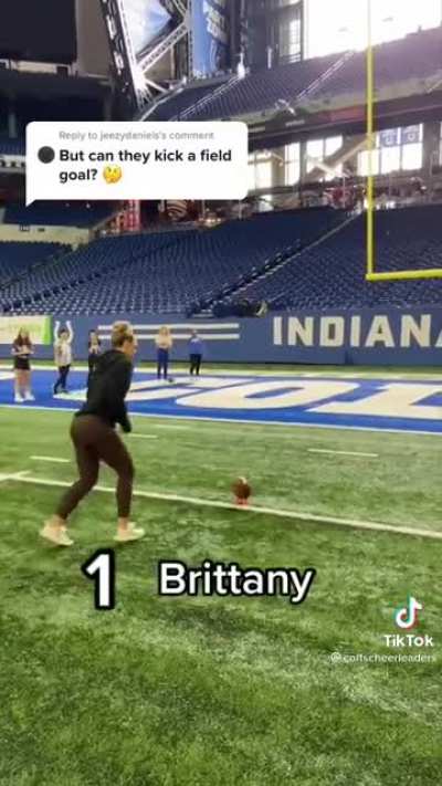 How many cheerleaders can kick a field goal?