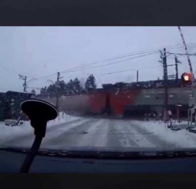This railway crossing is lit