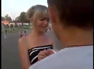 To harass a girl