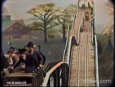 Britain 1890s, one of the first roller coasters. Time machine for your eyes.