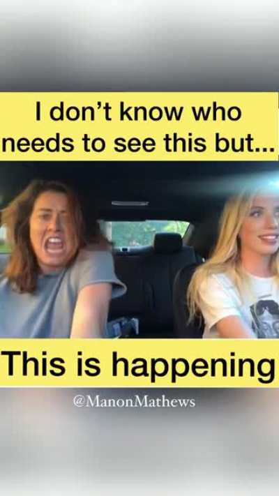 Girl on the right couldn't handle the responsibility, so the girl on the left took it off her hands.