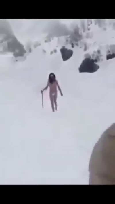 A Yogi (Hindu monk) Spotted by Indian army meditating in snow at -40° c chanting "Jai Shree Ram".