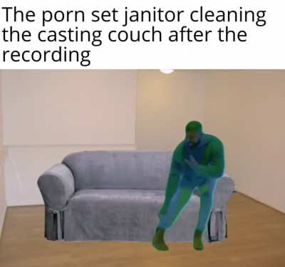 Cleaning the crumbs before sitting down
