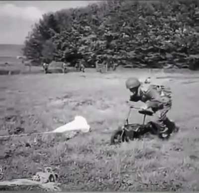 The Welbike - a British motorcycle fitted in an air drop canister for use during WWII