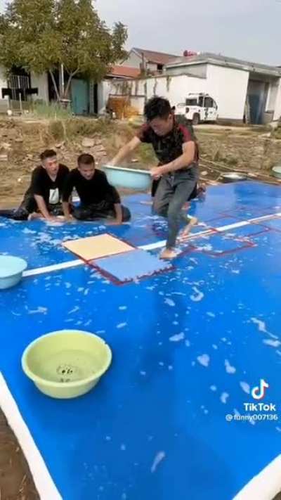 The ‘ol slip hopscotch competition.