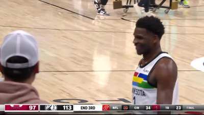 [Highlight] Anthony Edwards steals the inbound pass and nails a ridiculous fading 3!