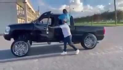 Idiot outside of car?