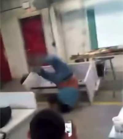 Stomp on this chair which is on a desk