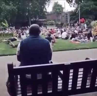 This man was sitting on a bench in a park, singing Bon Jovi's "Living on a Prayer" by himself. By the end, the entire park joined along to sing with him.