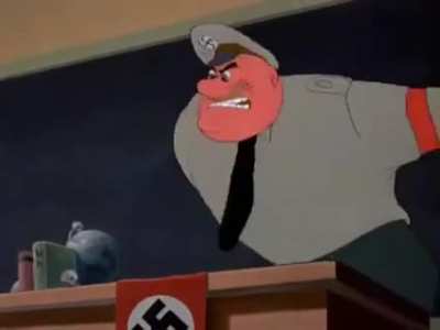 During WWII Disney was contracted by the United States to produce 32 animated shorts. This one is titled: "Education for Death: The Making of the Nazi"