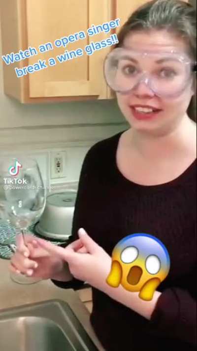 Talented opera singer shatters a glass cup