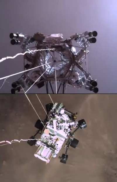 Perseverance Rover Sky Crane Landing