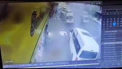 Taxi almost smash someone