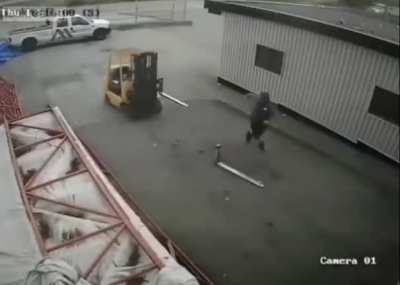 WCGW moving a boat with unsecured forks.
