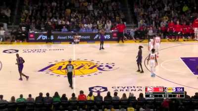 [Highlight] Something falls onto the Lakers court and LeBron launches it back into the crowd