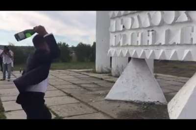 WCGW destroying a champagne bottle
