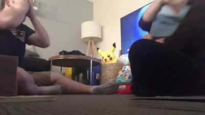 My husbands reaction to our 11 month olds first steps
