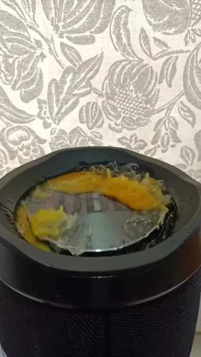 What will happen when you crack an egg on the speaker