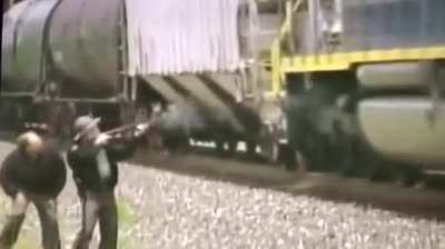 Police shooting at train