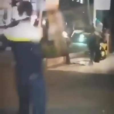 Brave Iranian woman holding the line &amp; pushing the Islamic Republic guards back