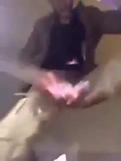 he's beating his meat