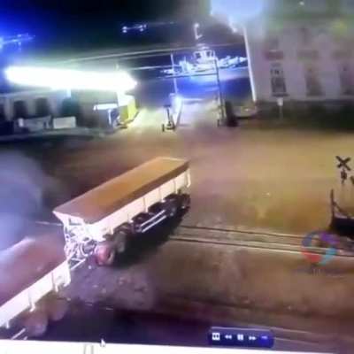 Does "idiots in semis" counts? It happened yesterday in my hometown (Santos, Brazil). Semi driver ignored the train warning and lights and thought he could manage to cross the railway. At the end of the video, photos of the aftermath.