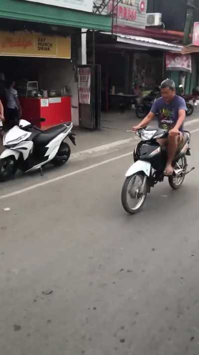 driving a motorcycle.