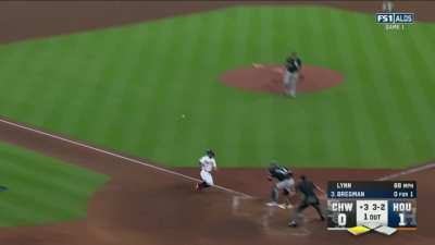 [Highlight] Bregman hits a ground ball that scores Altuve on an RBI fielder's choice, Astros lead 2-0!
